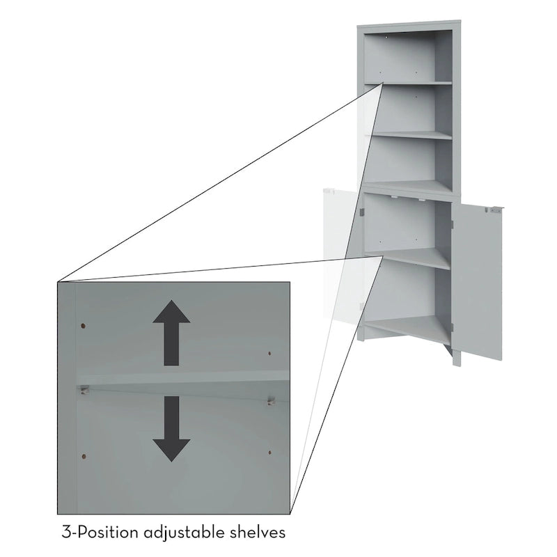 Hoher Eckbadezimmerschrank mit offenen Regalen