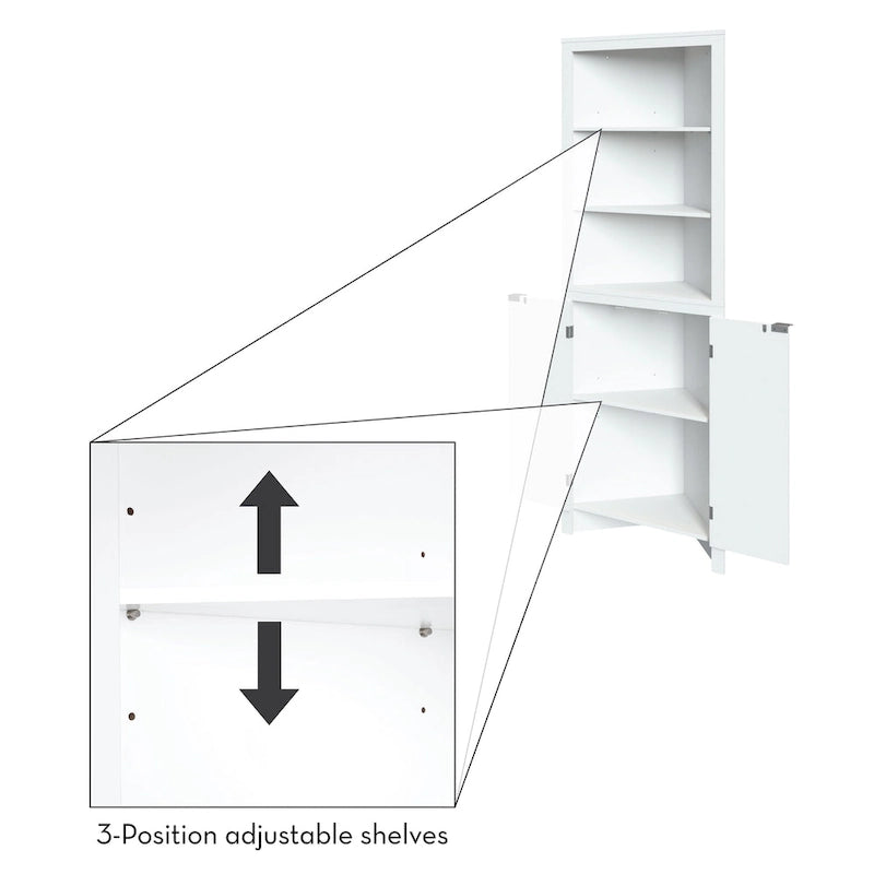 Hoher Eckbadezimmerschrank mit offenen Regalen