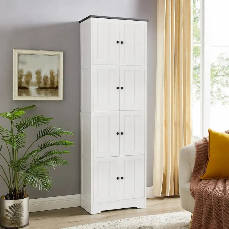 Hoher Aufbewahrungsschrank mit 8 Türen und 4 Einlegeböden, 61T x 32,5B x 183,9H cm