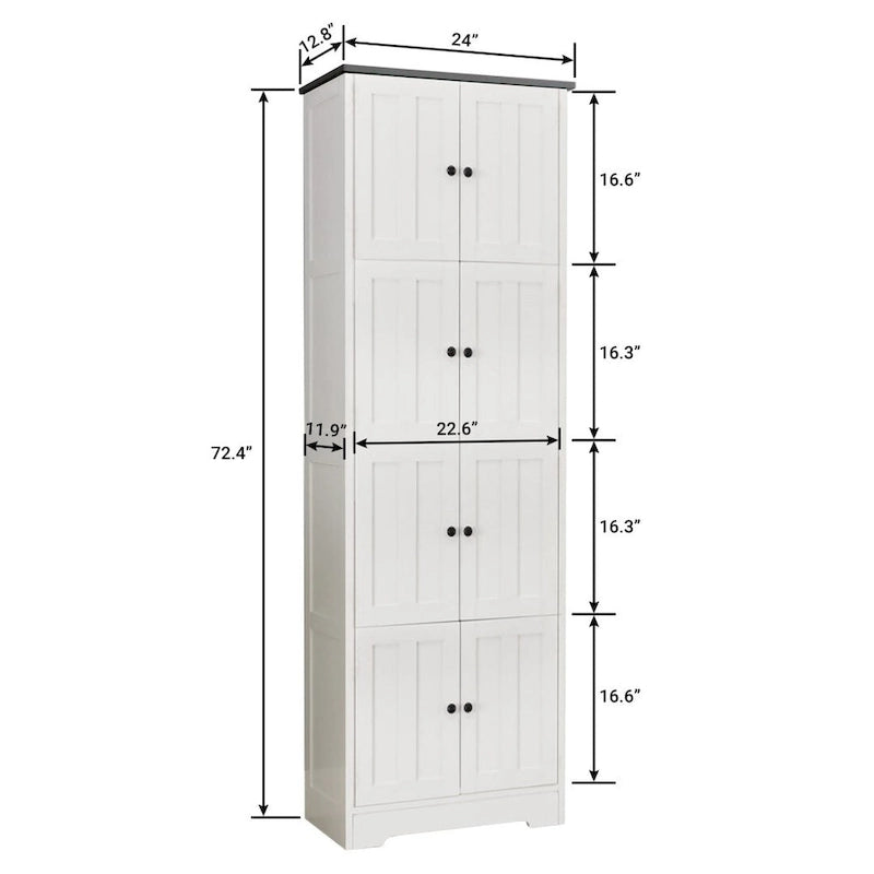Hoher Aufbewahrungsschrank mit 8 Türen und 4 Einlegeböden, 61T x 32,5B x 183,9H cm