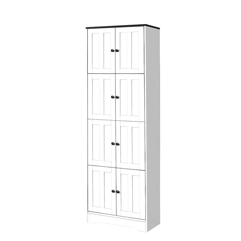 Hoher Aufbewahrungsschrank mit 8 Türen und 4 Einlegeböden, 61T x 32,5B x 183,9H cm