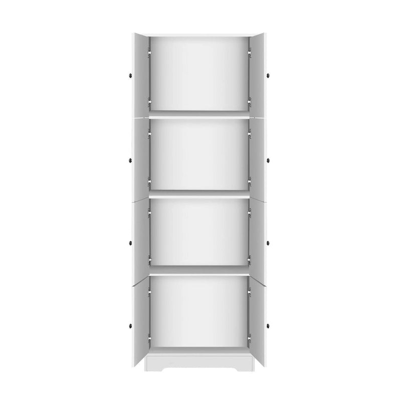 Hoher Aufbewahrungsschrank mit 8 Türen und 4 Einlegeböden, 61T x 32,5B x 183,9H cm