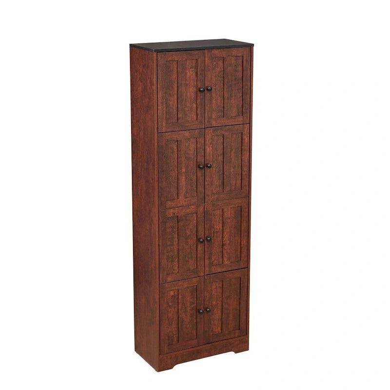 Hoher Aufbewahrungsschrank mit 8 Türen und 4 Einlegeböden, 61T x 32,5B x 183,9H cm