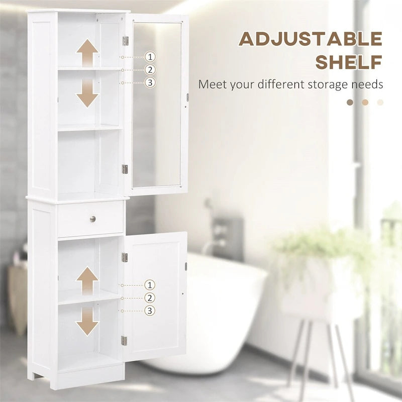 Schlanker, hoher Badschrank, schmaler Wäscheschrank