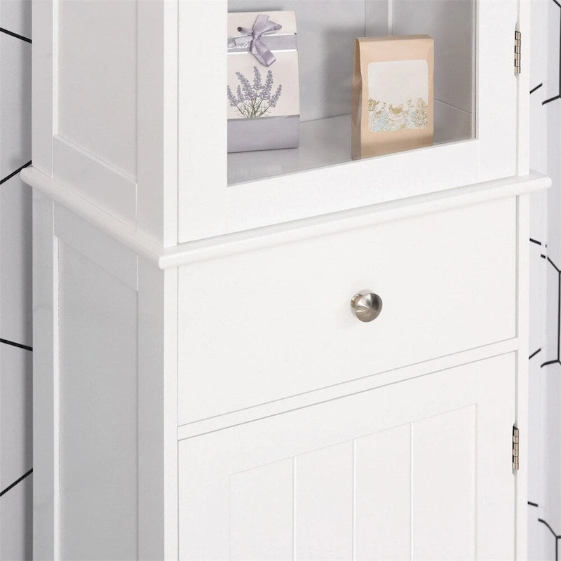 Schlanker, hoher Badschrank, schmaler Wäscheschrank