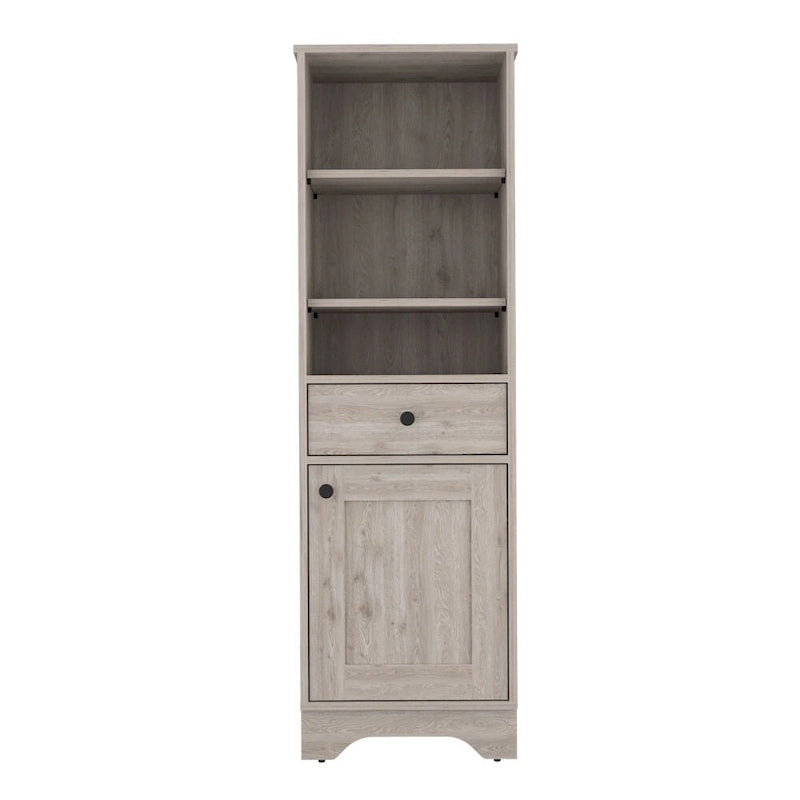 Badezimmerschrank mit offenen Regalen, Schublade und einer Tür