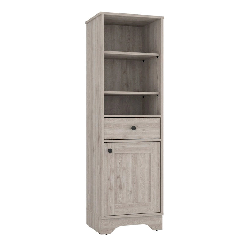 Badezimmerschrank mit offenen Regalen, Schublade und einer Tür