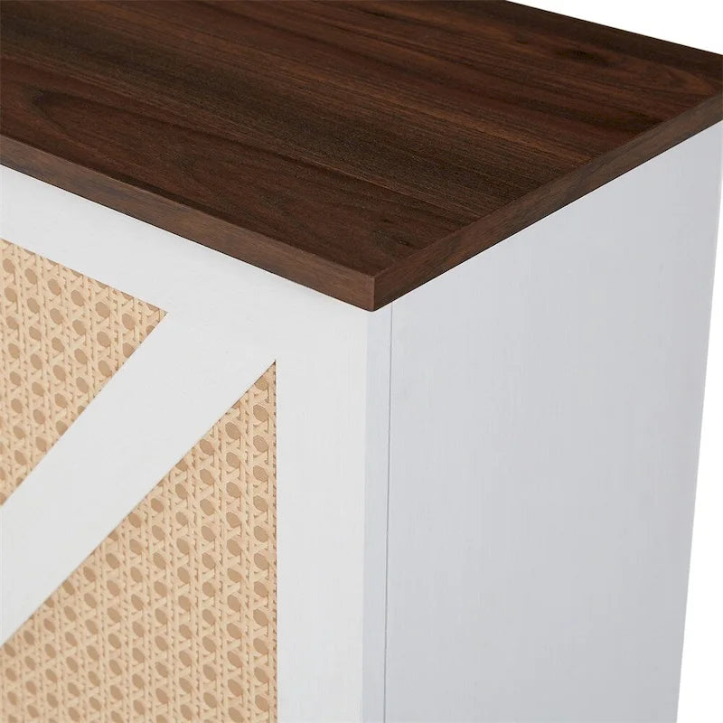 Weinregal und Weinschrank im Scheunentor-Design aus Rattanimitat
