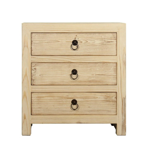 Nightstand with three drawers weathered natural 24x18x26H